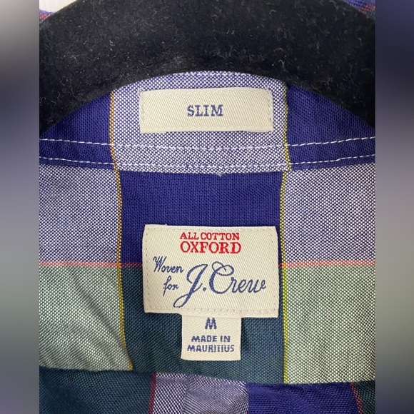 J. Crew Plaid Blue Green White Long Sleeve Button Down Shirt Casual Men’s Medium - Picture 3 of 14
